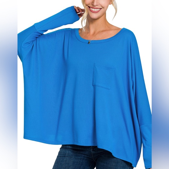 Jackets & Blazers - Kat Dolman Soft Sweater in Ocean Blue